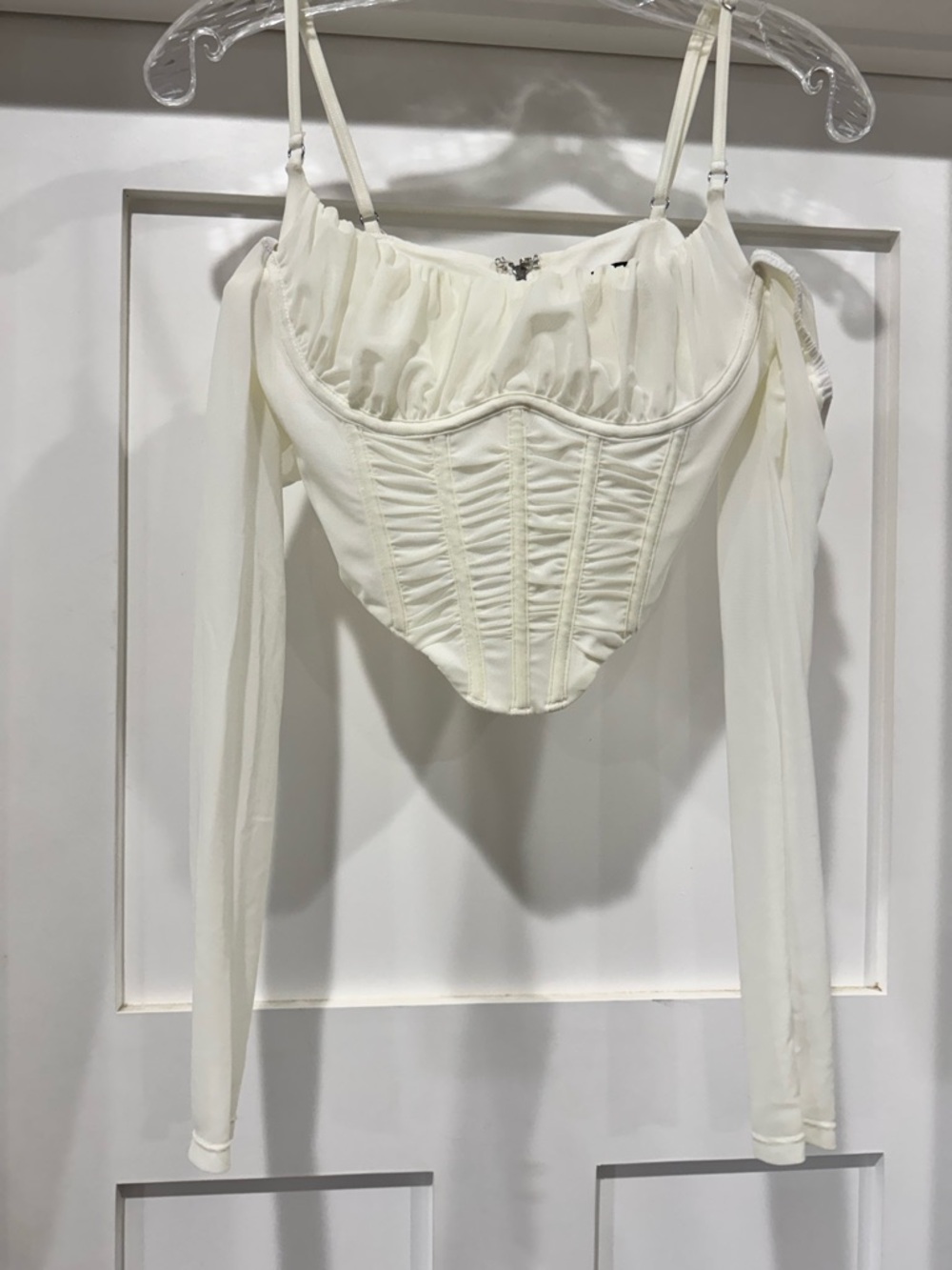 White Fox Boutique Ivory Corset-Style Long Sleeve Top